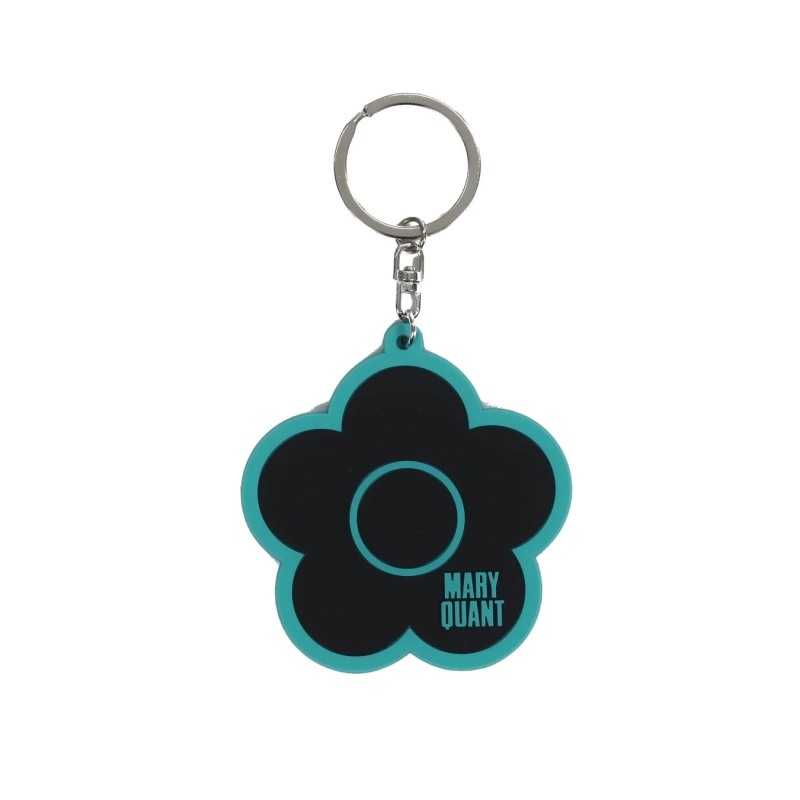 黒とターコイズブルーのデイジー型チャーム