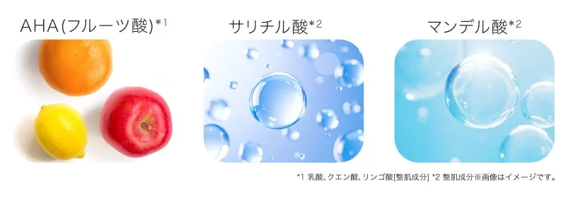 AHA、サリチル酸、マンデル酸の成分紹介