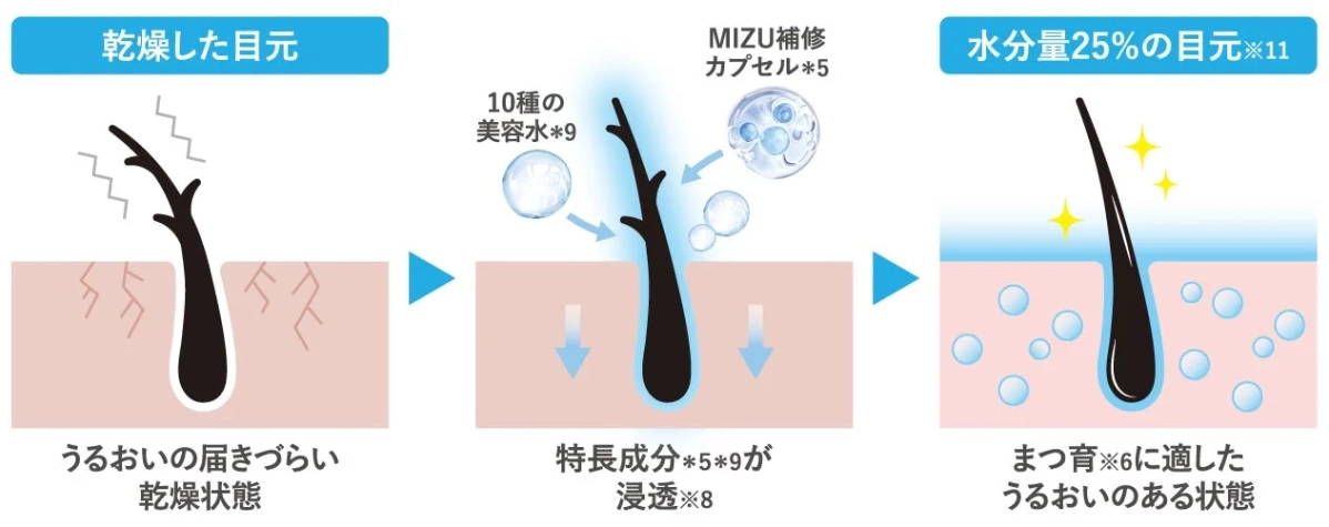 乾燥した目元が潤うイメージ