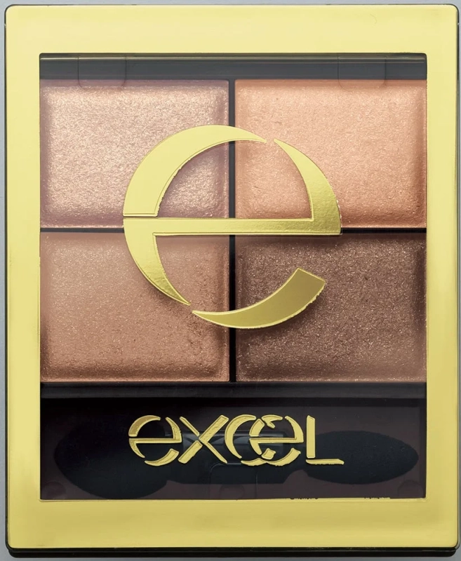 ゴールドフレームの4色ブラウン系シマーアイシャドウパレット