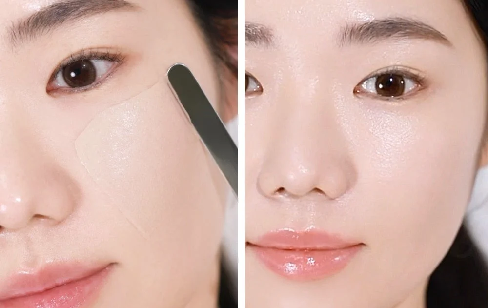 ファンデーションを塗る様子