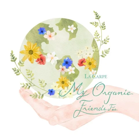 両手で包み込まれた地球と花のイラスト