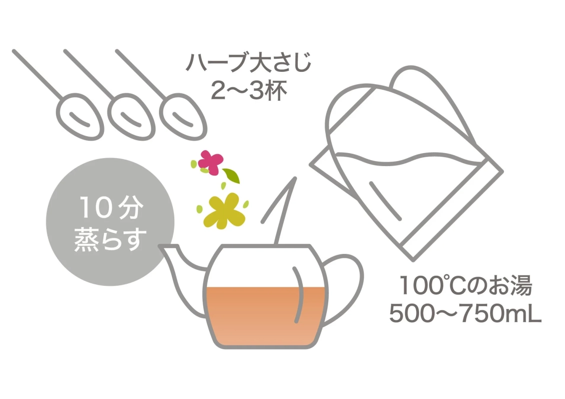ハーブティーの淹れ方イラスト