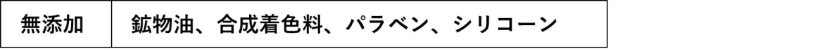 無添加 鉱物油、合成着色料、パラベン、シリコーン