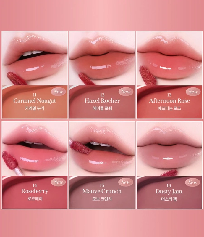 唇に塗ったリップティントのスウォッチ