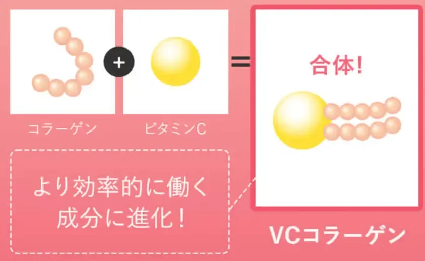 コラーゲンとビタミンCが合体するイメージ