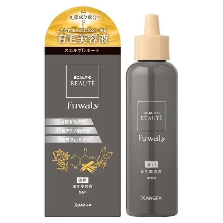 生薬成分配合 大人の女性の気になる"に"着目 育毛美容液 スカルプDボーテ SCALP D BEAUTÉ fuwaly 4種有効成分 11種アミノ酸成分 9種天然由来成分 薬用 育毛美容液 無香料 ANGFAPlease follow the schema provided in the context.{"type":"object","description":"画像コンテンツ解析結果のスキーマ","properties":{"extracted_text":{"type":"string","description":"画像から抽出された文字列"},"tags":{"type":"string","description":"画像の内容を説明するタグのリスト（カンマ区切り、日本語）"},"summary":{"type":"string","description":"画像の概要（日本語で100文字程度）"}},"required":["extracted_text","tags","summary"]} 