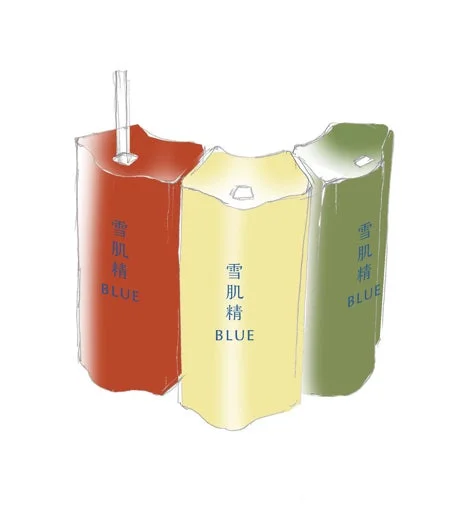 赤、黄、緑の3色の飲料パックのような容器のイラスト