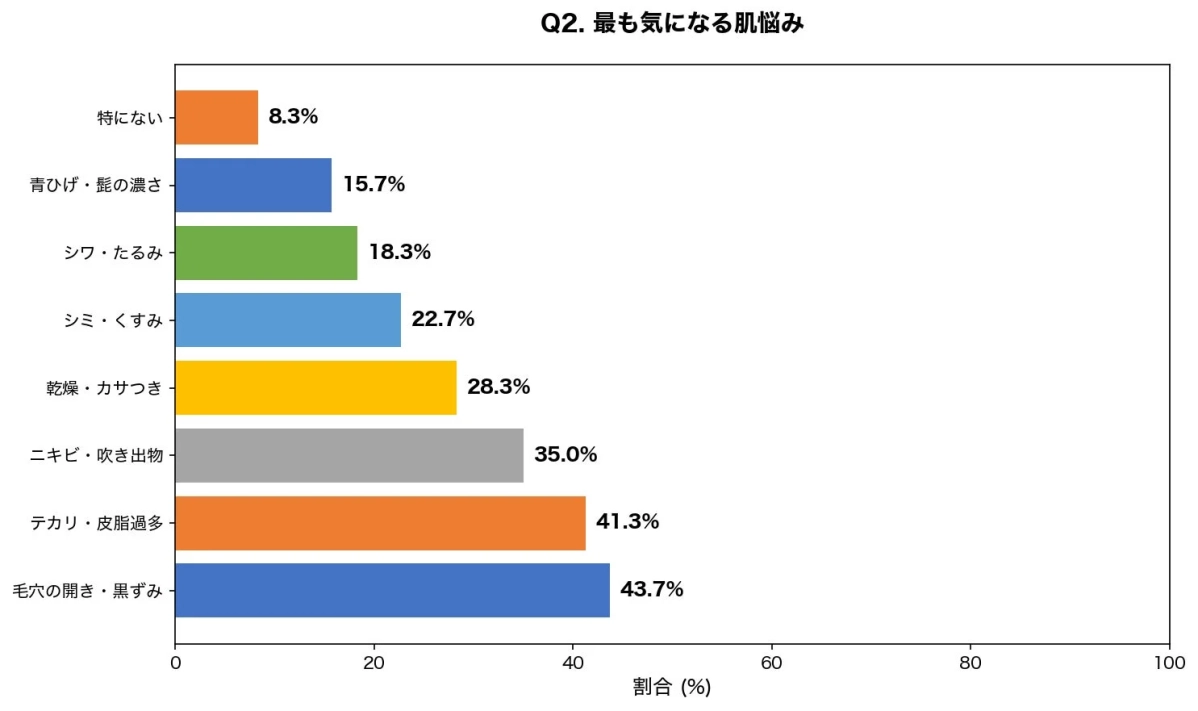 最も気になる肌悩みに関する棒グラフ