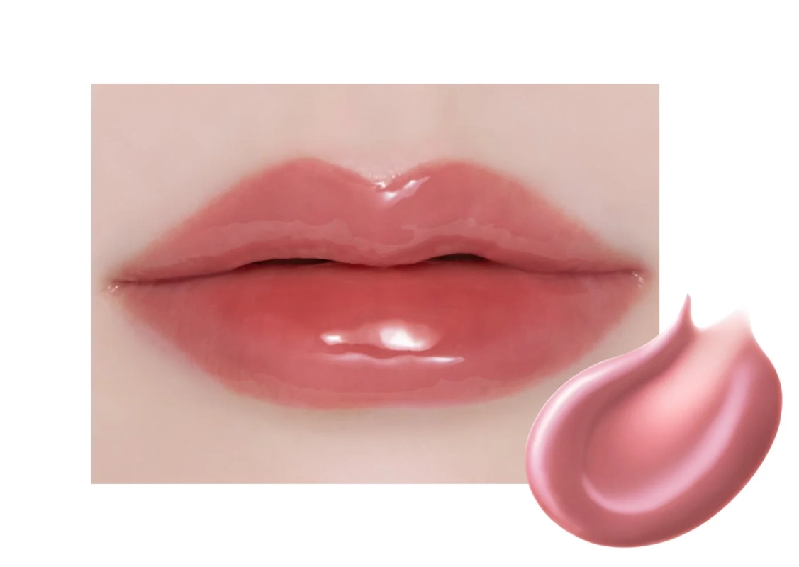 ピンク色のリップを塗った唇