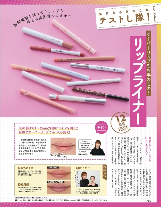 リップライナー12製品のテスト結果