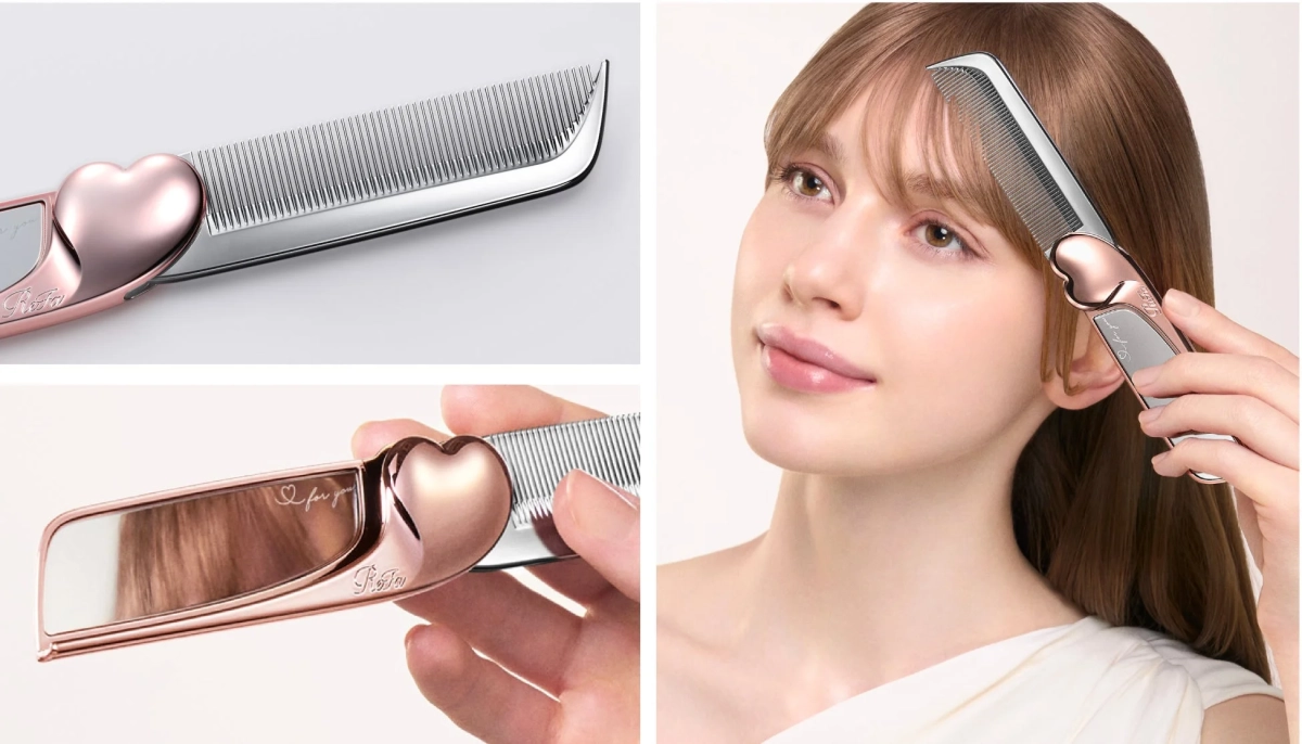 女性がReFa Aira MIRROR COMBを使用している様子