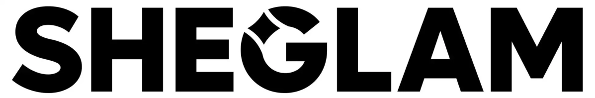 黒色の太字で「SHEGLAM」というブランドロゴが白色の背景に表示されています