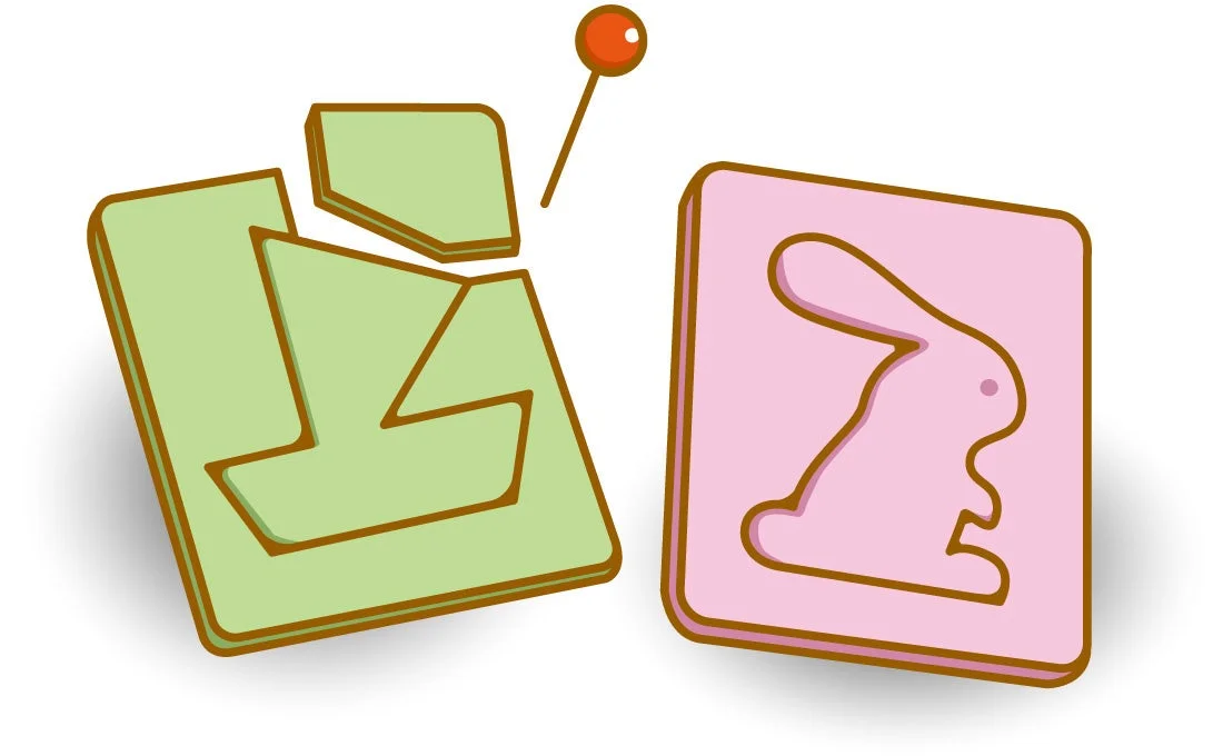 パズルピースとウサギのイラスト