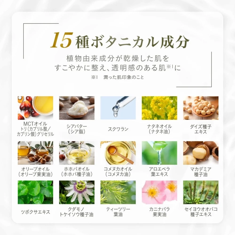 KIWAMI RTボディクリームの15種ボタニカル成分