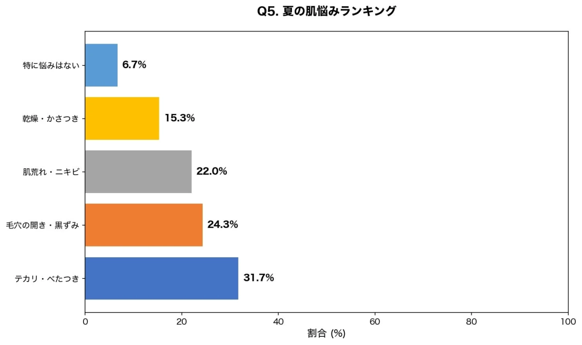 夏の肌悩みランキング