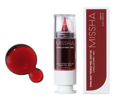 MISSHAの赤いピーリング美容液「PDRN NAD+ RENEW PEEL SHOT 25」