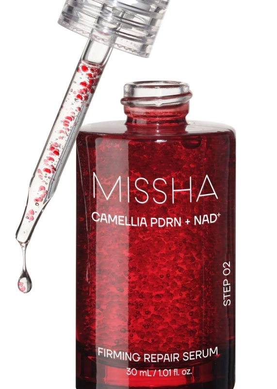 MISSHAの赤い美容液ボトルとスポイト