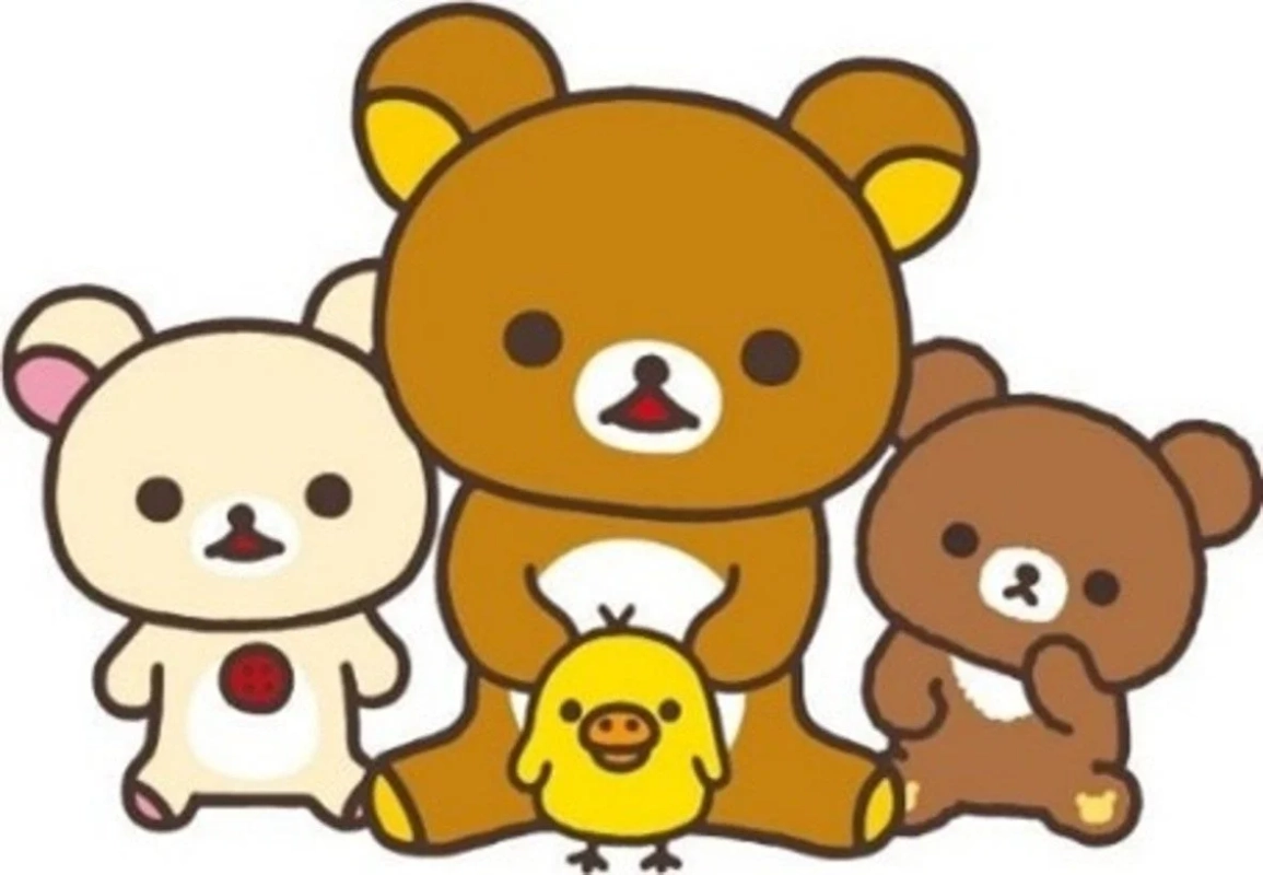 リラックマ、コリラックマ、チャイロイコグマ、キイロイトリのサンエックスの人気キャラクターたちが集まった可愛らしいイラスト